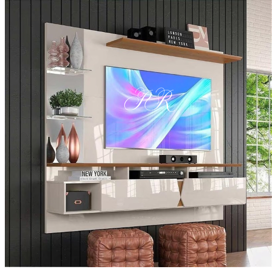 Painel Intense Tv 55 Cor: Off White / Damasco Lukaliam