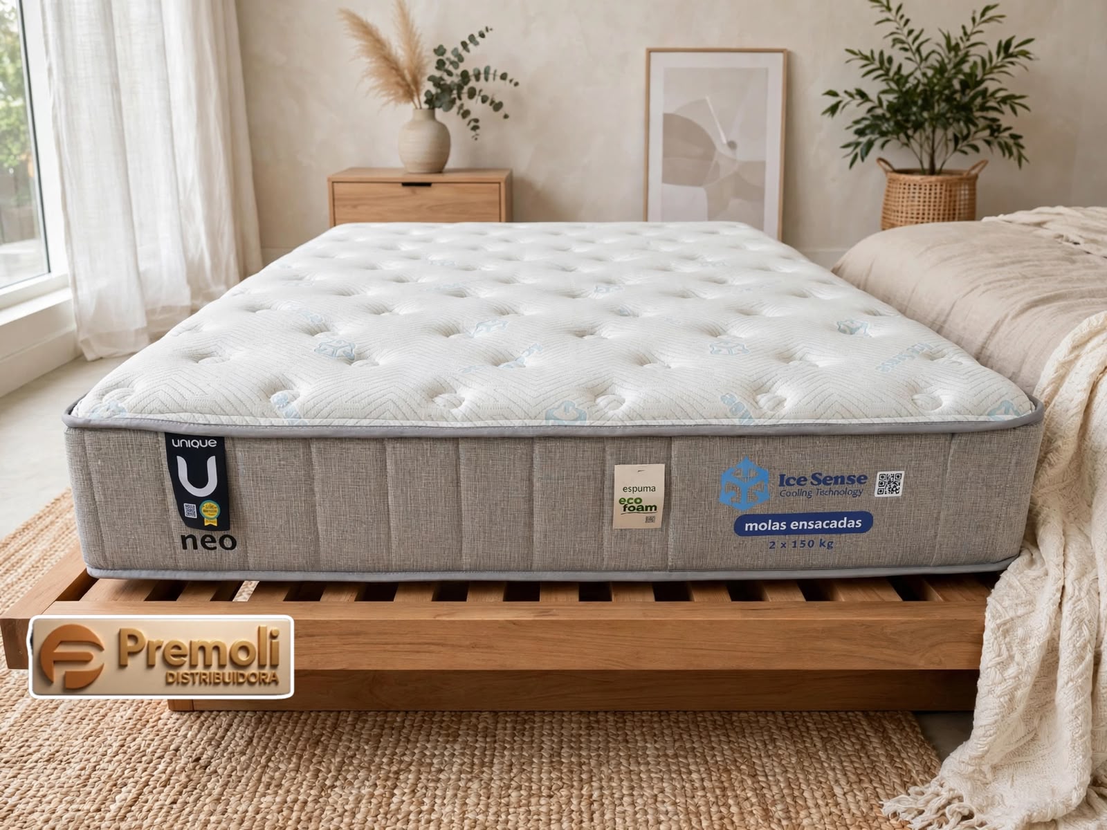Colchão Ice Sense 138x188x Molas Ensacadas 150 Kg Plumatex