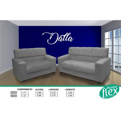 Flex Estofados Dalla 3x2 Sued Amassado Cinza