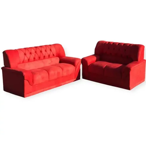 Flex Estofados Panama 3x2 Sued Amassado Vermelho