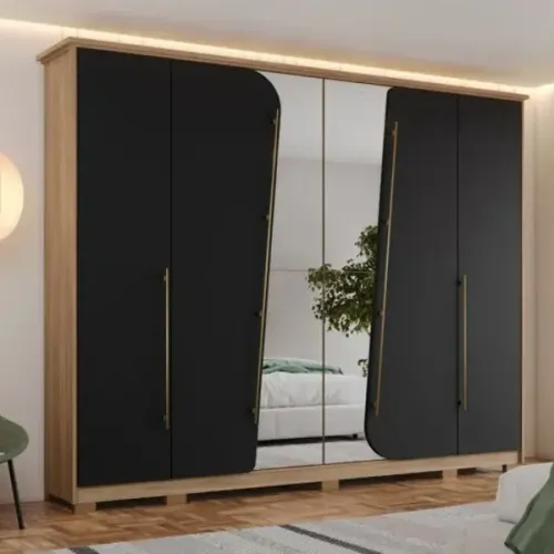 Henn Roupeiro Dubai 6 Portas Jequitibá/Preto