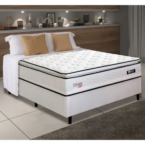Design Conj Colchao Dream Double C Base 138x65 Malha Branca