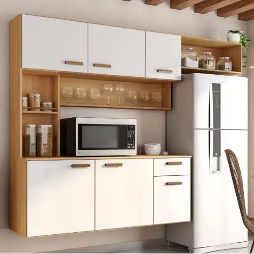 Poliman Cozinha Compacta Manu Freijó/Off