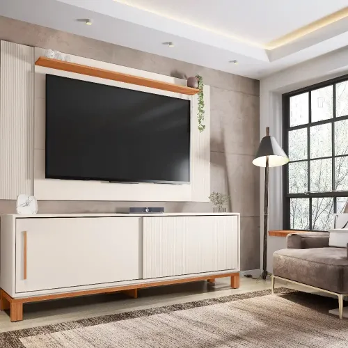 Caemmun Composição Bancada Mondrian + Painel Mondrian Off White Mr